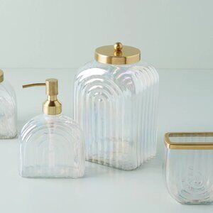 NEW Anthropologie Noah Collection Iridescent Glass Canister Large